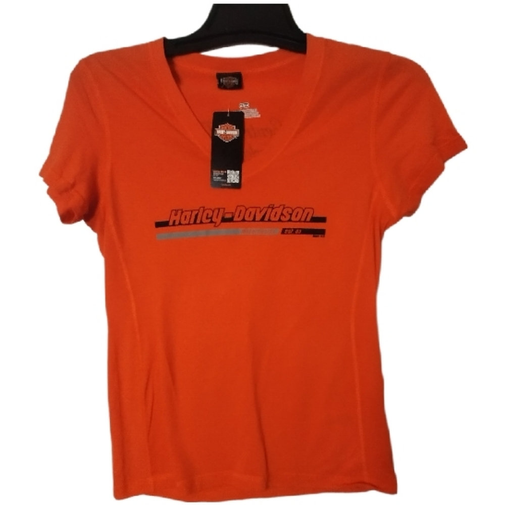 Harley Davidson Texas Orange V neck Tee size M NWT